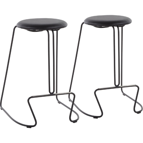 Finn 26" Counter Stool in Black Leatherette & Black Steel (Set of 2)